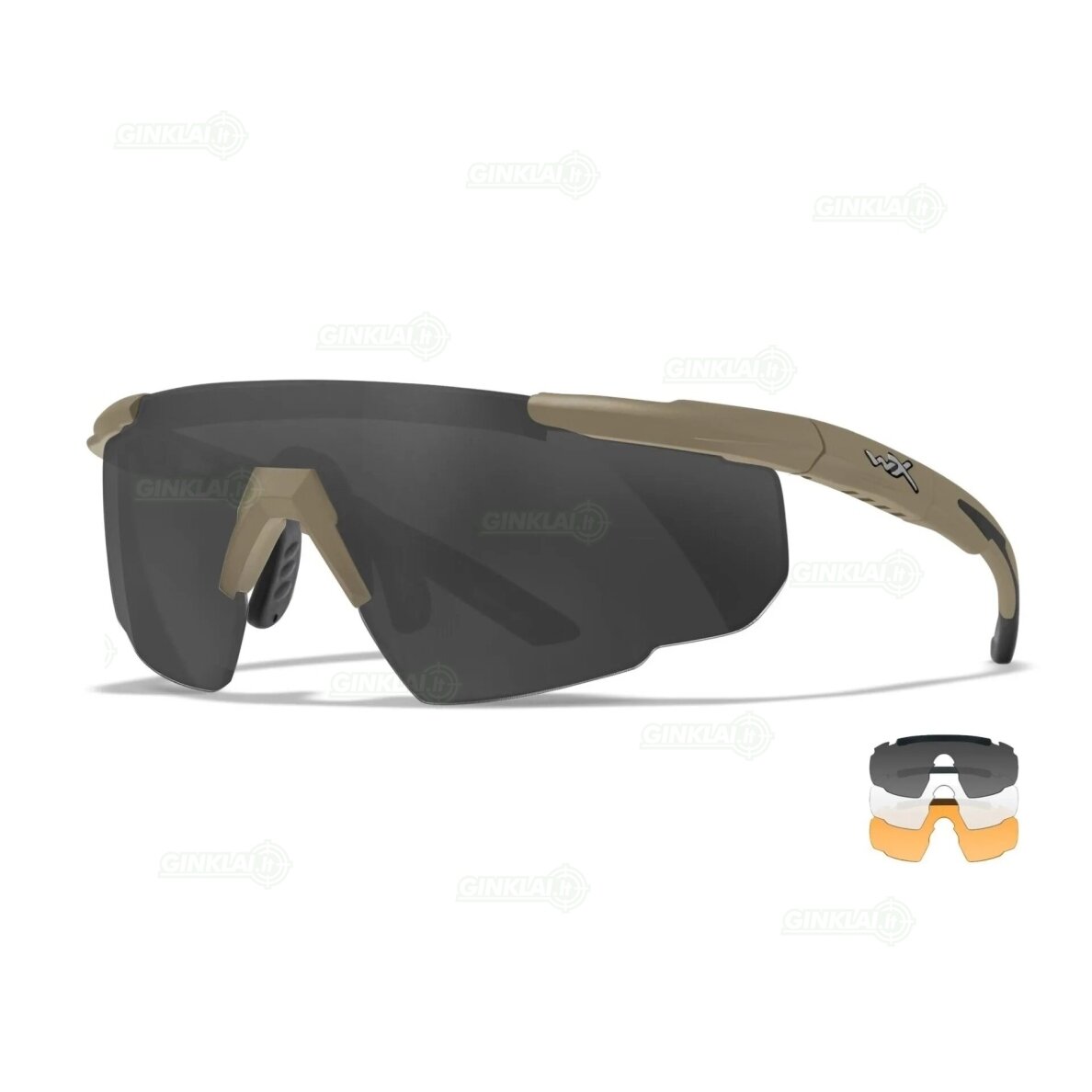 Akiniai Wiley X Saber Advanced Clear, Smoke Grey, Light Rust, Matte Tan Akiniai Wiley X Saber Advanced Clear, Smoke Grey, Light Rust, Matte Tan