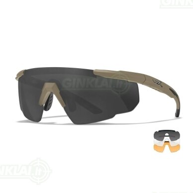 Akiniai Wiley X Saber Advanced Clear, Smoke Grey, Light Rust, Matte Tan Akiniai Wiley X Saber Advanced Clear, Smoke Grey, Light Rust, Matte Tan