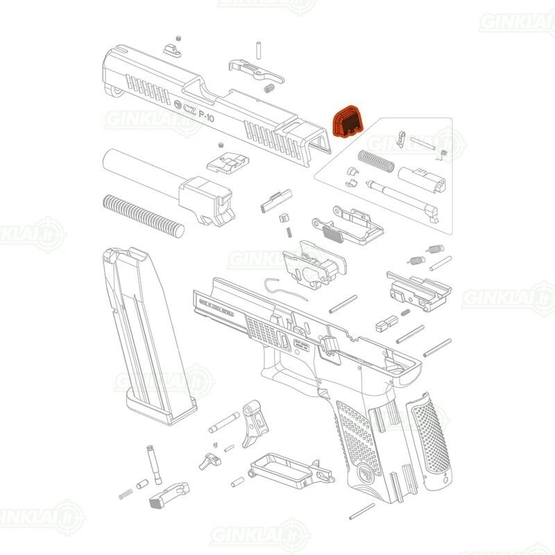 CZ P-10 Spynos galinė plokštelė Slide Plug CZ P-10 S, C, SC, F 1