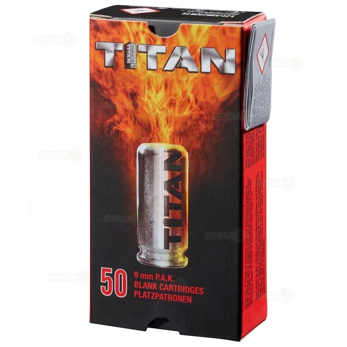 Dujiniai šaudmenys 9 kal. Garsiniai Pistoletui Perfecta Titan Blank Cartridges 50 vnt. Dujiniai šaudmenys 9 kal. Garsiniai Pistoletui Perfecta Titan Blank Cartridges 50 vnt.