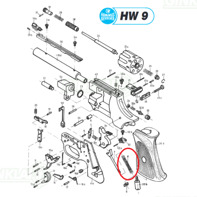 Gaiduko spyruoklė Arminius HW9 Hammer Rod Spring 1 Gaiduko spyruoklė Arminius HW9 Hammer Rod Spring 1