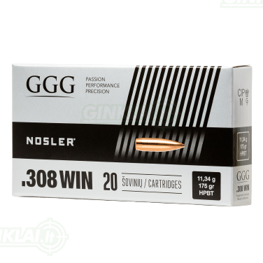 GGG .308 Win. HPBT Nosler 175gr/11,3g 20 vnt. GGG .308 Win. HPBT Nosler 175gr/11,3g 20 vnt.