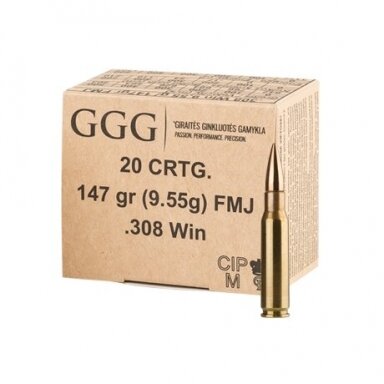 GGG .308 Win. FMJ 147gr/9,55g 20 vnt. GGG .308 Win. FMJ 147gr/9,55g 20 vnt.