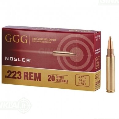 GGG .223 Rem. HPBT Nosler 69gr/4,47g 20 vnt. GGG .223 Rem. HPBT Nosler 69gr/4,47g 20 vnt.