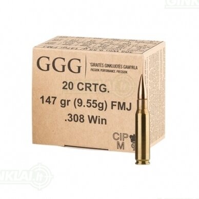 GGG .308 Win. FMJ 147gr/9,55g 20 vnt. GGG .308 Win. FMJ 147gr/9,55g 20 vnt.