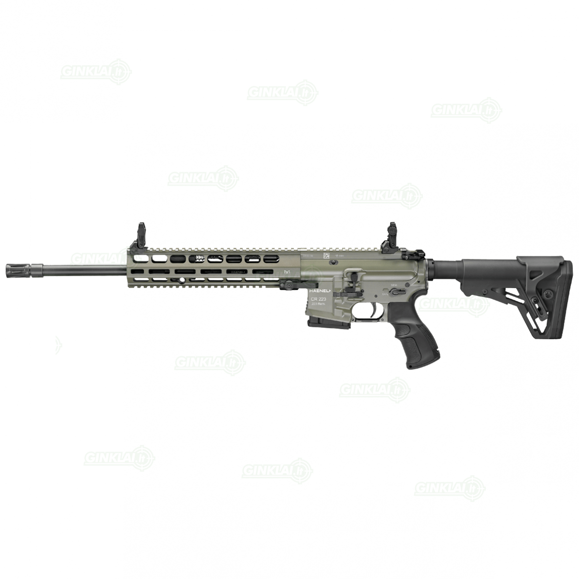 Haenel CR223, 14,5" .223 Rem. Long Handguard, 60 deg. safety, Match Trigger, Olive Green Haenel CR223, 14,5" .223 Rem. Long Handguard, 60 deg. safety, Match Trigger, Olive Green