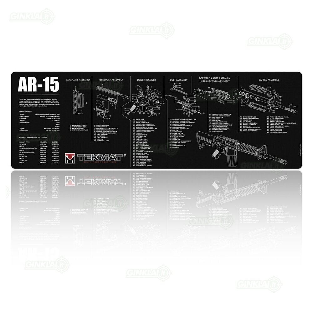 Kilimėlis TekMat Gun Cleaning Mat AR-15 30x91cm Black TEK-R36-AR15 Kilimėlis TekMat Gun Cleaning Mat AR-15 30x91cm Black TEK-R36-AR15
