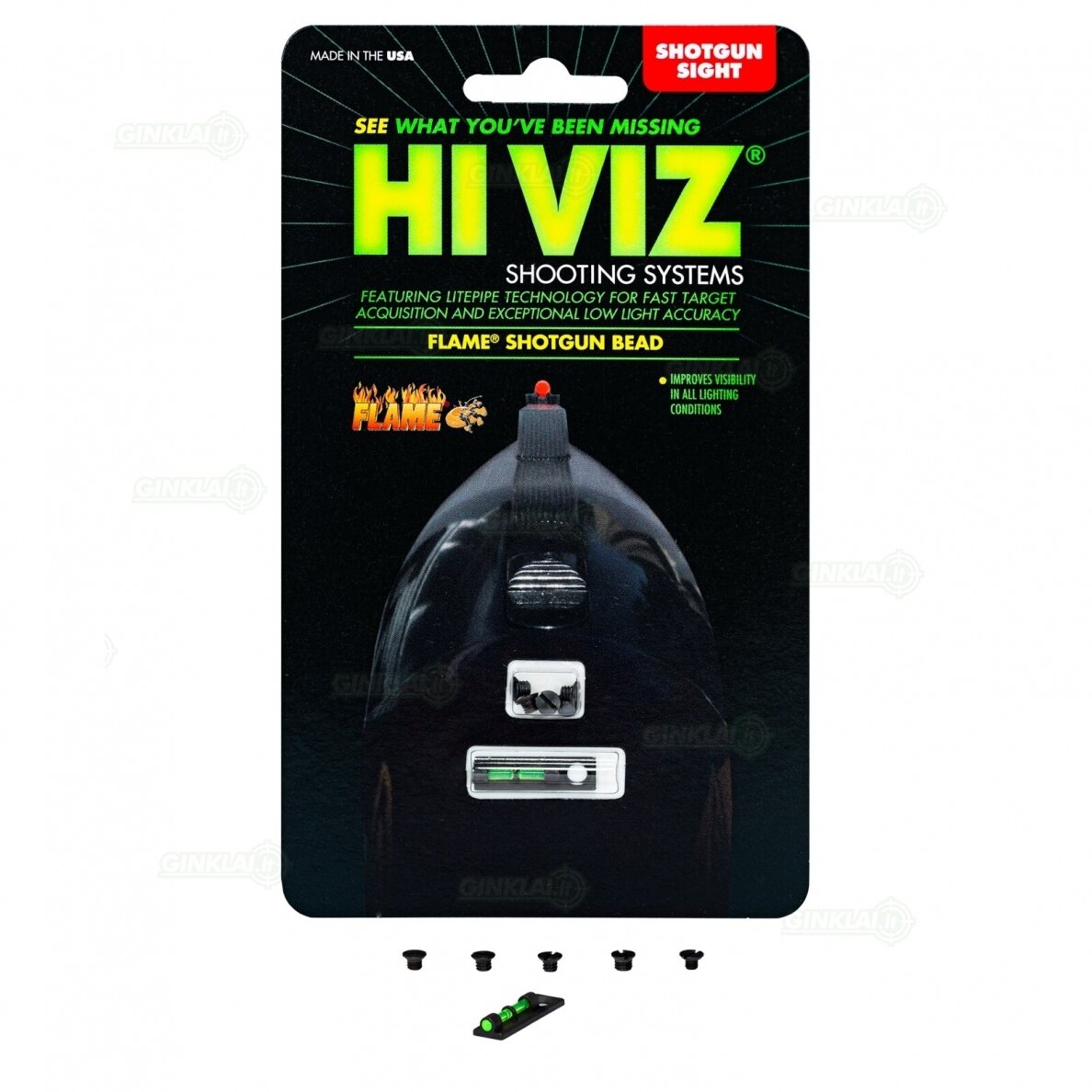 Kryptukas lygiavamzdžiui HIVIZ Flame Bead Replacement Front Sight Red 2 Kryptukas lygiavamzdžiui HIVIZ Flame Bead Replacement Front Sight Red 2