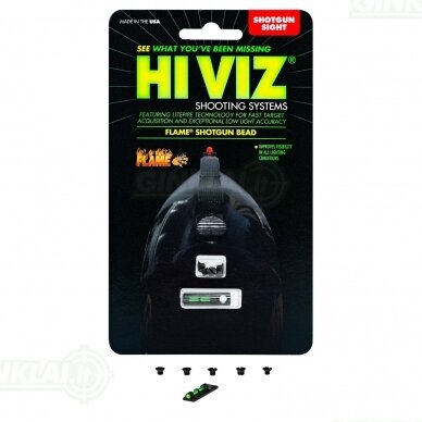 Kryptukas lygiavamzdžiui HIVIZ Flame Bead Replacement Front Sight Red 2 Kryptukas lygiavamzdžiui HIVIZ Flame Bead Replacement Front Sight Red 2