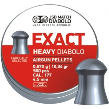 Kulkelės JSB EXACT HEAVY DIABOLO 4,52 mm, 500 vnt. Kulkelės JSB EXACT HEAVY DIABOLO 4,52 mm, 500 vnt.