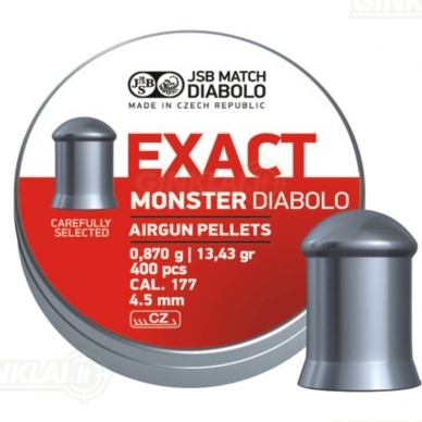 Kulkelės JSB Diabolo EXACT Monster 4,52 mm 400 vnt. Kulkelės JSB Diabolo EXACT Monster 4,52 mm 400 vnt.