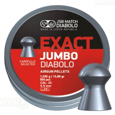 Kulkelės JSB Diabolo JUMBO Exact 5,52 mm 250 vnt. Kulkelės JSB Diabolo JUMBO Exact 5,52 mm 250 vnt.