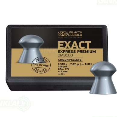 Kulkelės JSB Exact Express Premium Diabolo 4,52 mm 200 vnt. Kulkelės JSB Exact Express Premium Diabolo 4,52 mm 200 vnt.