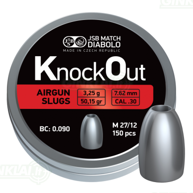 Kulkelės JSB KnockOut Slugs 7,62 mm 150 vnt. Kulkelės JSB KnockOut Slugs 7,62 mm 150 vnt.