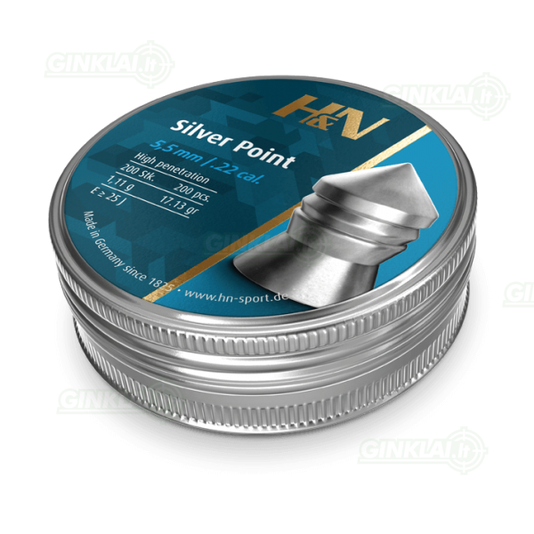 Kulkelės H&N SILVER POINT 5,50 mm, 200 vnt. Kulkelės H&N SILVER POINT 5,50 mm, 200 vnt.