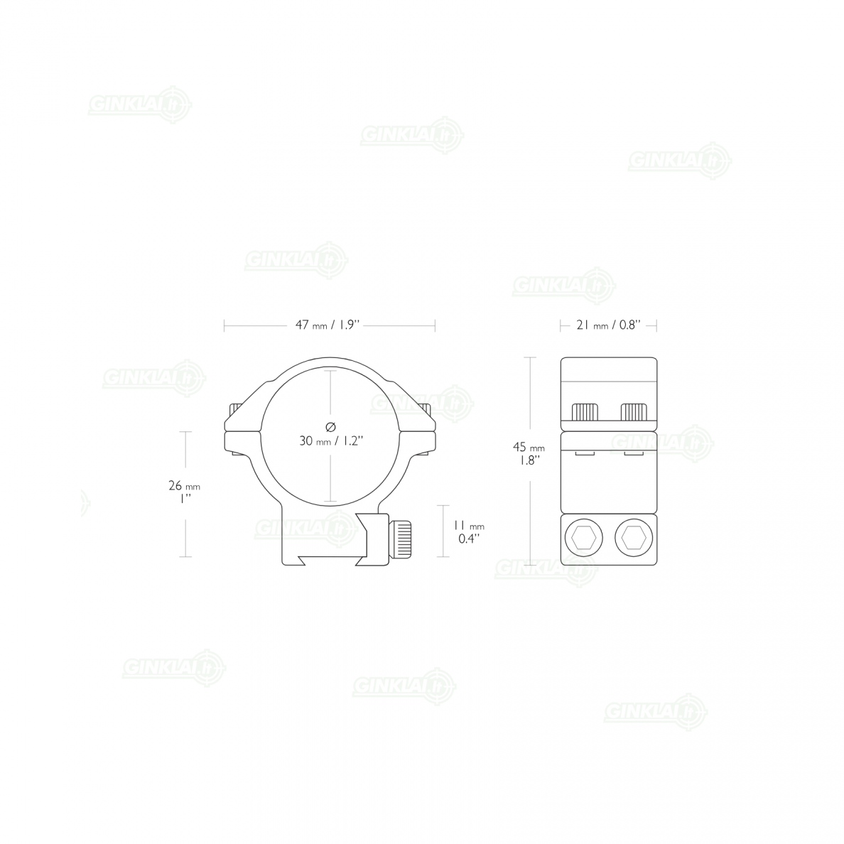 Laikikliai žiedai Hawke Match Ring Mounts 30mm Medium 9-11mm, 22107 1 Laikikliai žiedai Hawke Match Ring Mounts 30mm Medium 9-11mm, 22107 1