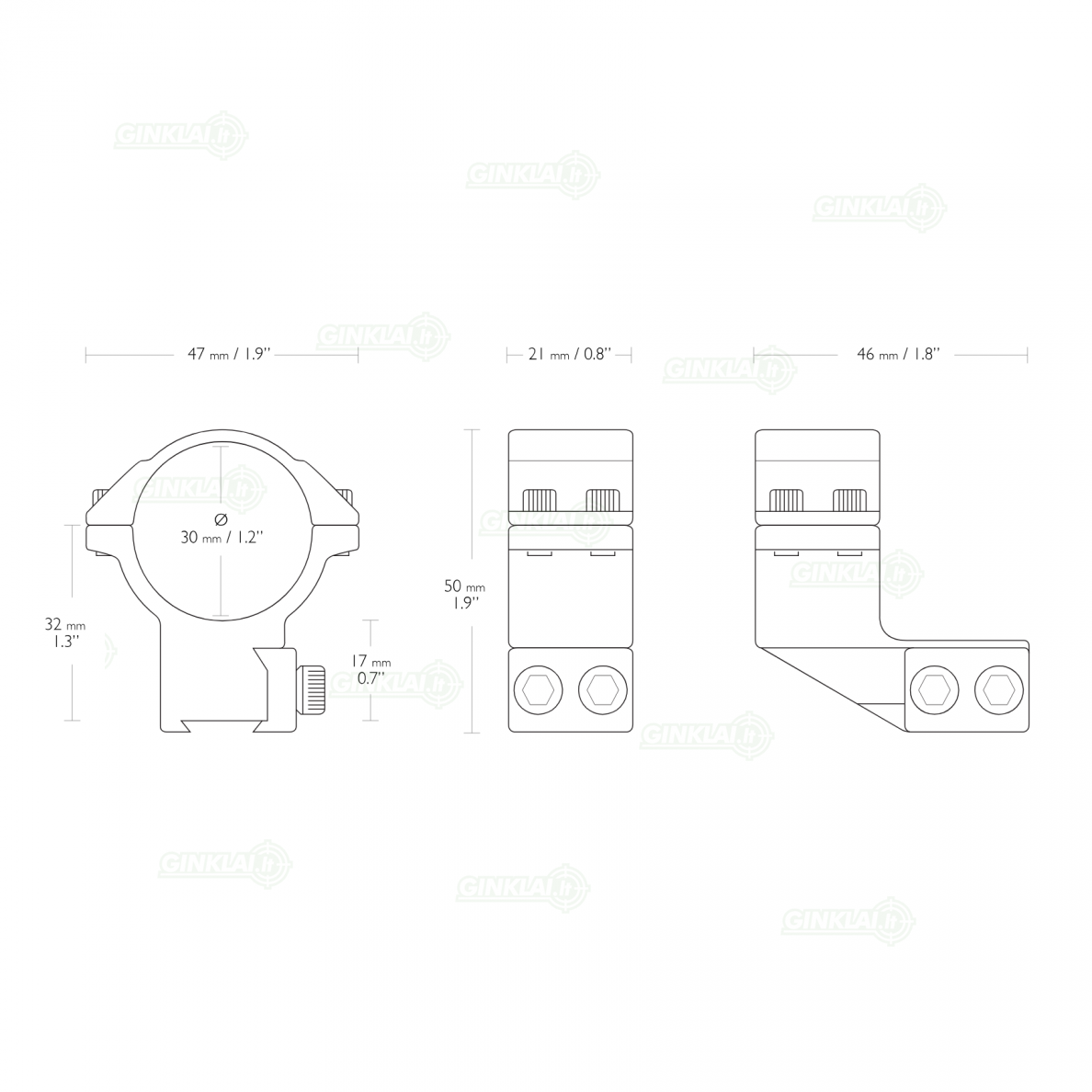 Laikikliai žiedai Hawke Match Ring Mounts Extension 30mm High 9-11mm, 22122 1 Laikikliai žiedai Hawke Match Ring Mounts Extension 30mm High 9-11mm, 22122 1