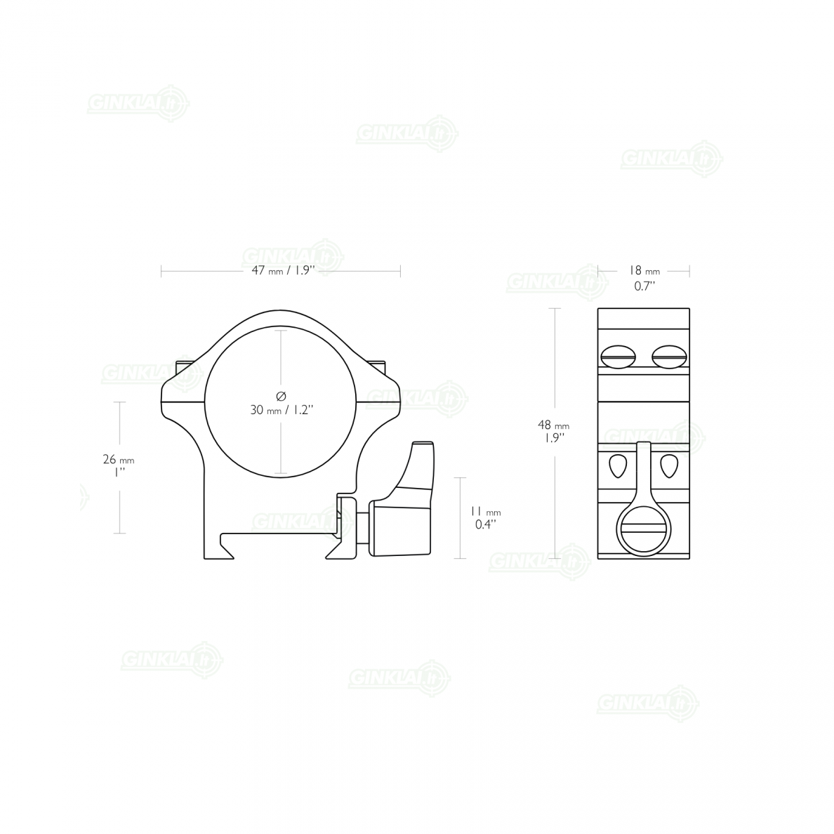 Laikikliai žiedai Hawke Professional Steel Ring Mounts 30mm Medium Weaver, Nut & Lever 23106 1 Laikikliai žiedai Hawke Professional Steel Ring Mounts 30mm Medium Weaver, Nut & Lever 23106 1
