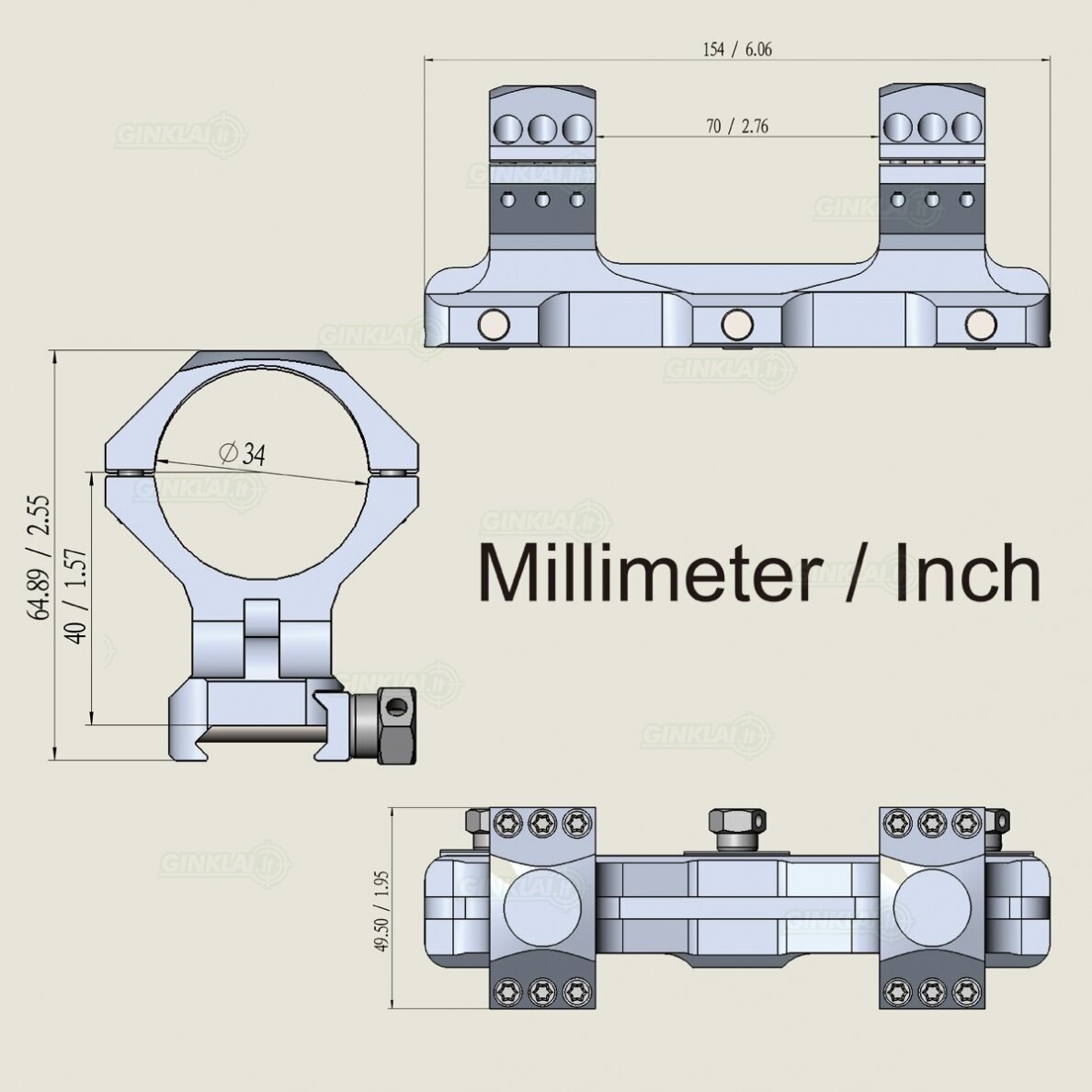 Laikiklis Vector Optics 34 mm X-ACCU High Profile One Piece Mount 20MOA 4 Laikiklis Vector Optics 34 mm X-ACCU High Profile One Piece Mount 20MOA 4