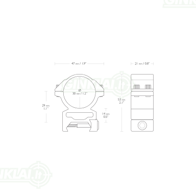 Laikikliai žiedai Hawke Match Ring Mounts 1" High Weaver, 22114