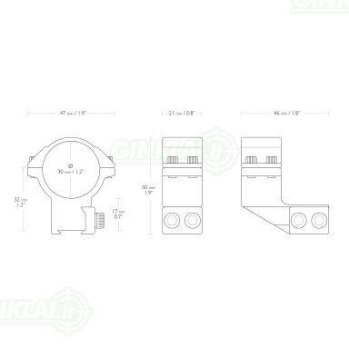 Laikikliai žiedai Hawke Match Ring Mounts Extension 30mm High 9-11mm, 22122