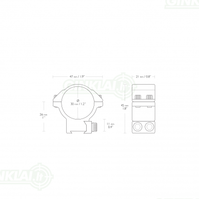 Laikikliai žiedai Hawke Match Ring Mounts 30mm Medium 9-11mm, 22107 1