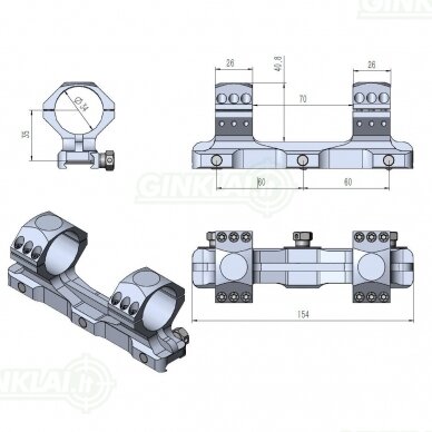 Laikiklis Vector Optics 34 mm X-ACCU Medium Profile One Piece Mount 20MOA 4