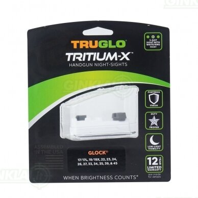 Naktiniai taikikliai TruGlo Tritium-X Night Sights Glock 17, 19 Low White outline TG231G1XW 2