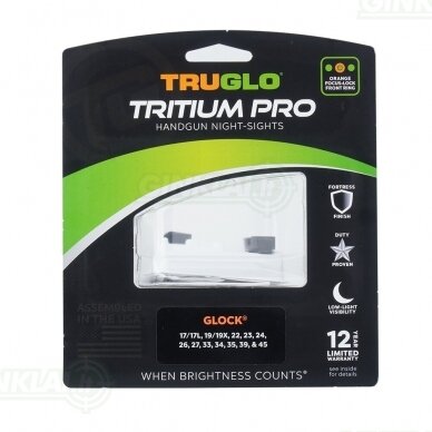 Naktiniai taikikliai TruGlo Tritium Pro Night Sights Glock 17/19 Low Orange outline TG231G1C  2