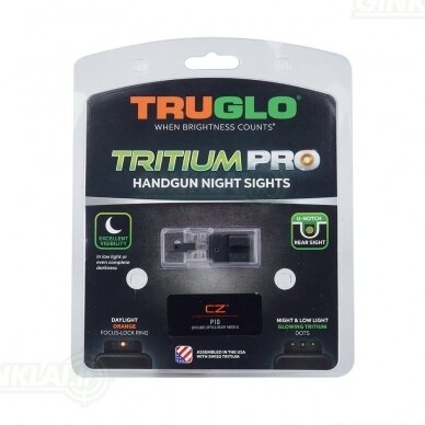 Naktiniai taikikliai TruGlo Tritium Pro Night Sights CZ P10, Orange outline TG231Z2C 2