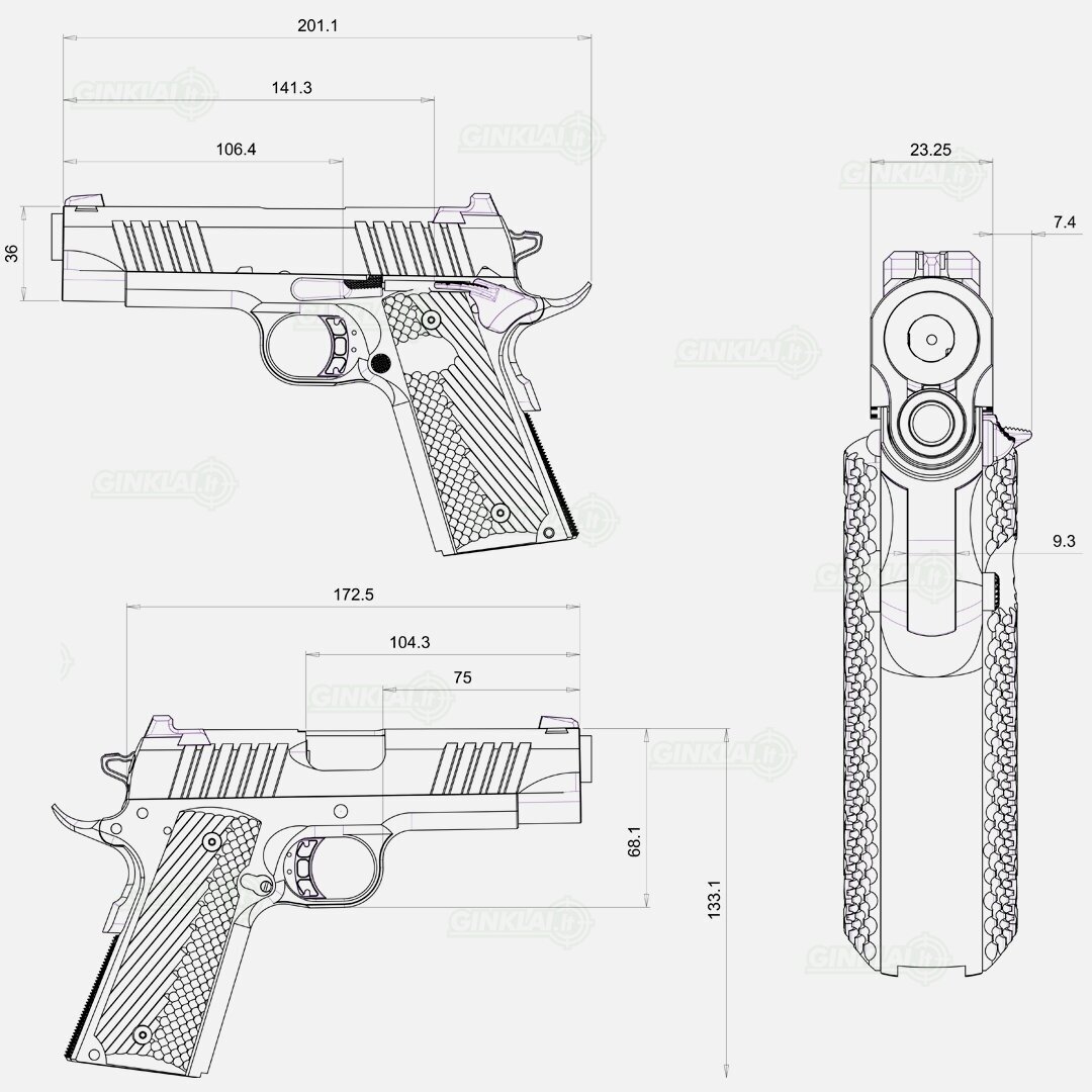 Pistoletas BUL 1911 Commander Black 9x19 1 Pistoletas BUL 1911 Commander Black 9x19 1