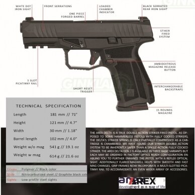 Pistoletas Arex Delta M Gen2, 9x19, Black