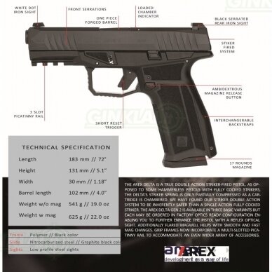 Pistoletas Arex Delta X Gen2, 9x19, Black