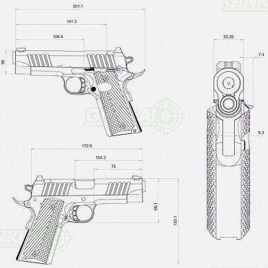 Pistoletas BUL 1911 Commander Black 9x19 1 Pistoletas BUL 1911 Commander Black 9x19 1