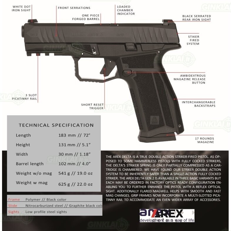 Pistoletas Arex Delta X Gen2, 9x19, Black 2 Pistoletas Arex Delta X Gen2, 9x19, Black 2