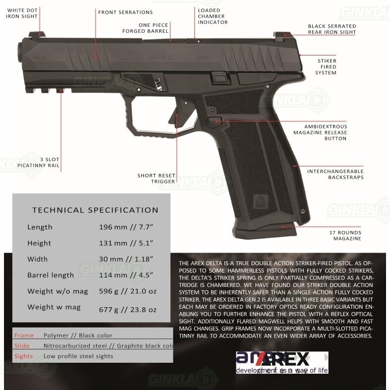 Pistoletas Arex Delta L Gen2, 9x19, Black 1 Pistoletas Arex Delta L Gen2, 9x19, Black 1