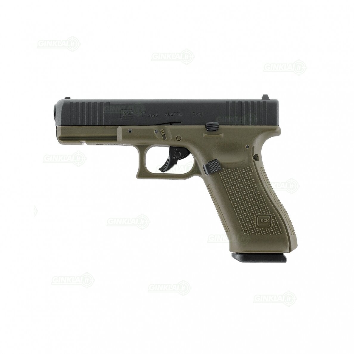 Pneumatinis pistoletas Glock 17 Gen5 Battlefield Green 4,5 mm BBs Pneumatinis pistoletas Glock 17 Gen5 Battlefield Green 4,5 mm BBs