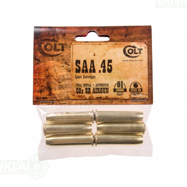 Pneumatinio revolverio užtaisymo gilzės Colt SAA 45 4,5mm Pellet 6 vnt. Pneumatinio revolverio užtaisymo gilzės Colt SAA 45 4,5mm Pellet 6 vnt.