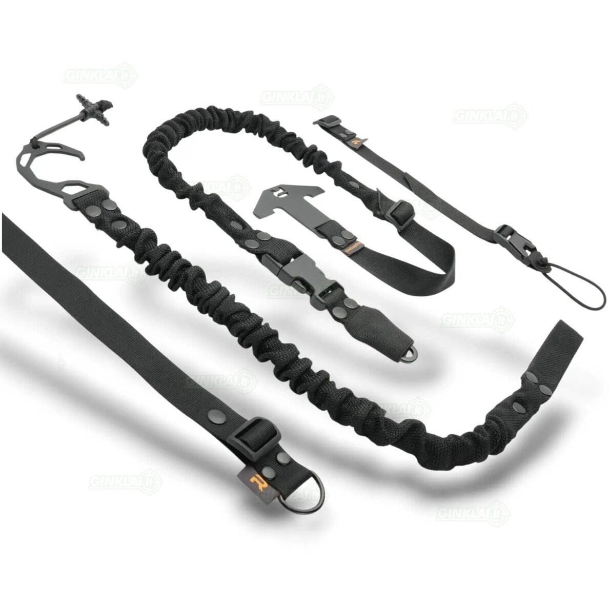 Šautuvo diržas RAGNAROK THOR Single-Point Shoulder Sling SET with Plate Carrier Attachment Black, HK Snap Hook