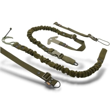 Šautuvo diržas RAGNAROK THOR Single-Point Shoulder Sling SET with Plate Carrier Attachment OD Green, HK Snap Hook