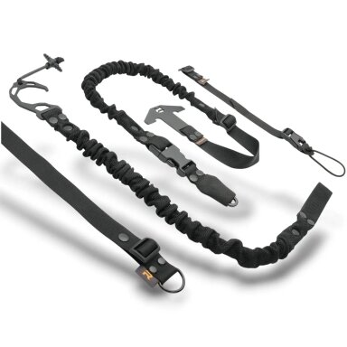 Šautuvo diržas RAGNAROK THOR Single-Point Shoulder Sling SET with Plate Carrier Attachment Black, HK Snap Hook