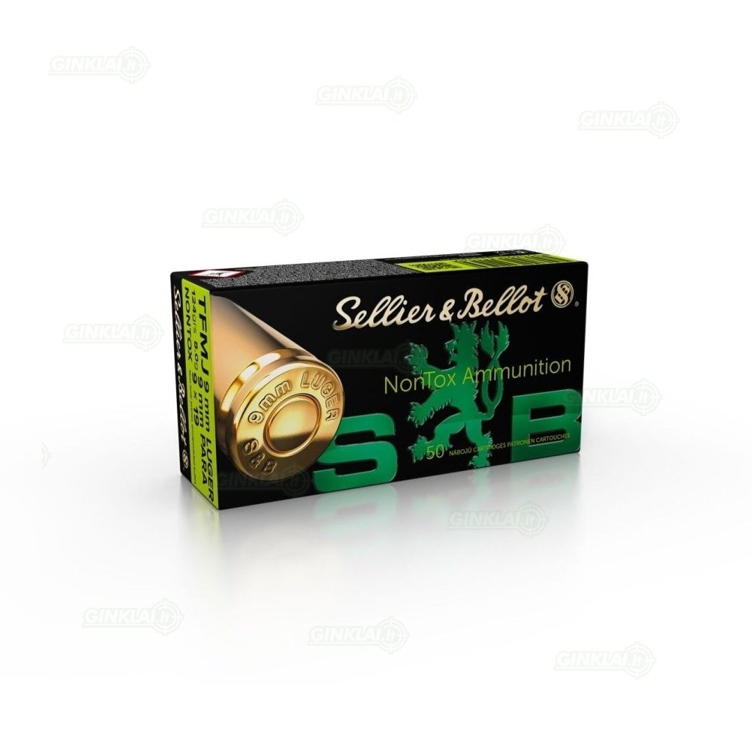 Sellier&Bellot 9 mm Luger 9x19 NonTox 8,0 g, 50 vnt. Sellier&Bellot 9 mm Luger 9x19 NonTox 8,0 g, 50 vnt.