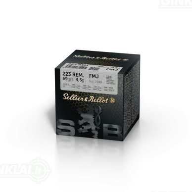 Sellier&Bellot .223 Rem. FMJ 69gr/4,5g 100 vnt. Sellier&Bellot .223 Rem. FMJ 69gr/4,5g 100 vnt.