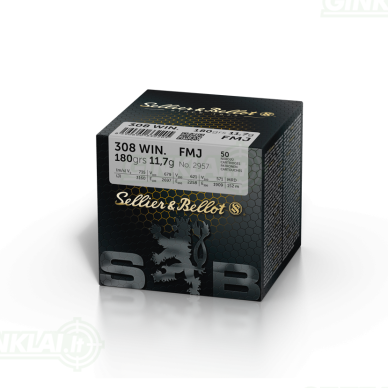 Sellier&Bellot .308 Win. FMJ 180gr, 11,7g 50 vnt. Sellier&Bellot .308 Win. FMJ 180gr, 11,7g 50 vnt.