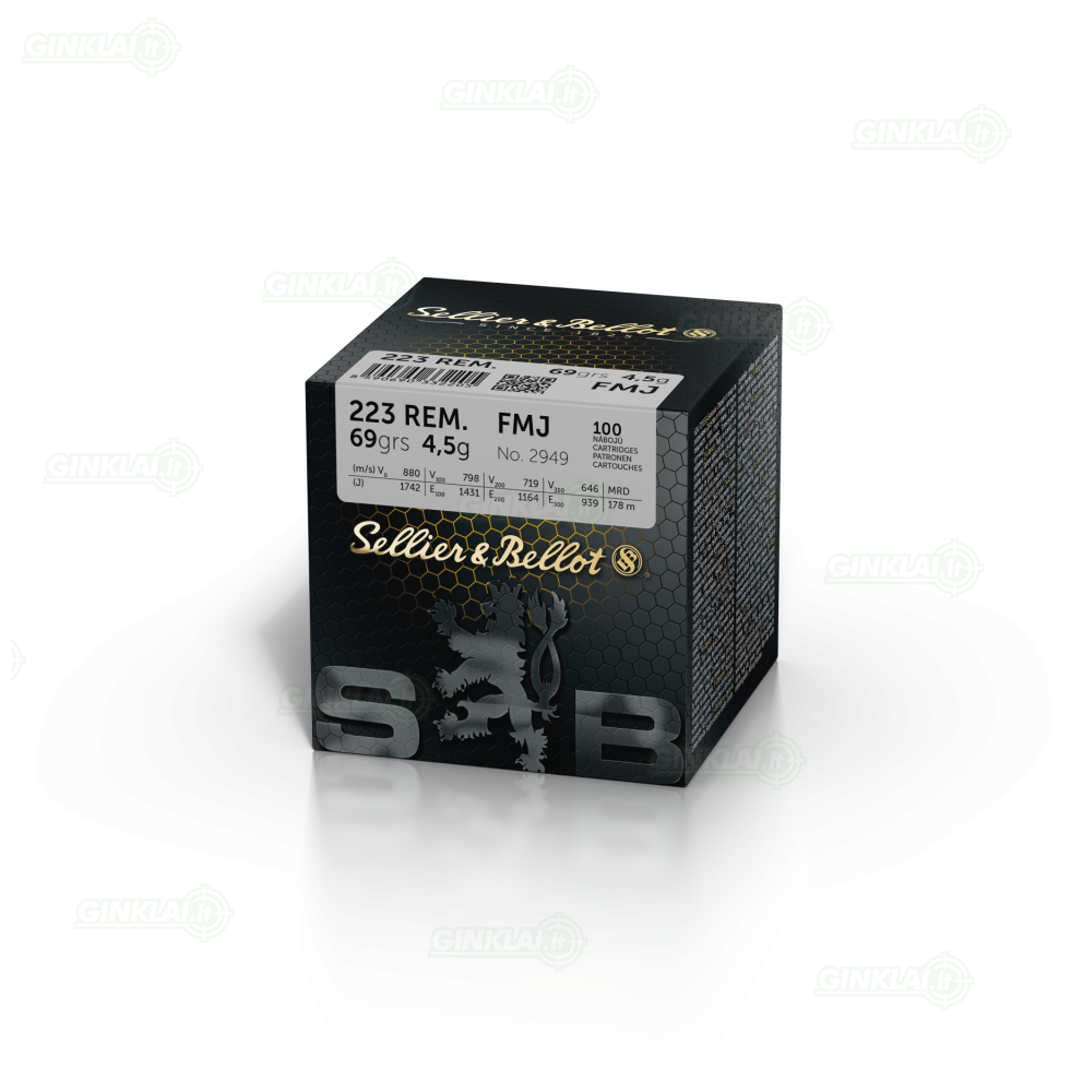 Sellier&Bellot .223 Rem. FMJ 69gr/4,5g 100 vnt. Sellier&Bellot .223 Rem. FMJ 69gr/4,5g 100 vnt.