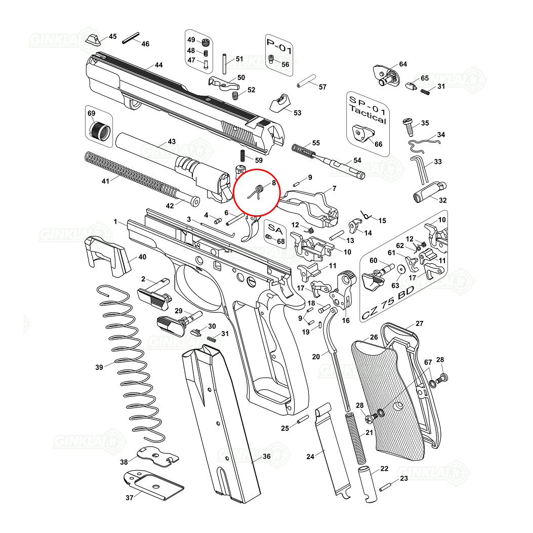 Spyruoklė CZ Trigger Spring Shadow 2 , SP-01, 75 1 Spyruoklė CZ Trigger Spring Shadow 2 , SP-01, 75 1