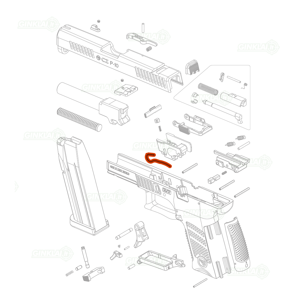 Spyruoklė CZ P-10 Slide Stop Spring CZ P-10 S / C / SC / F 1 Spyruoklė CZ P-10 Slide Stop Spring CZ P-10 S / C / SC / F 1