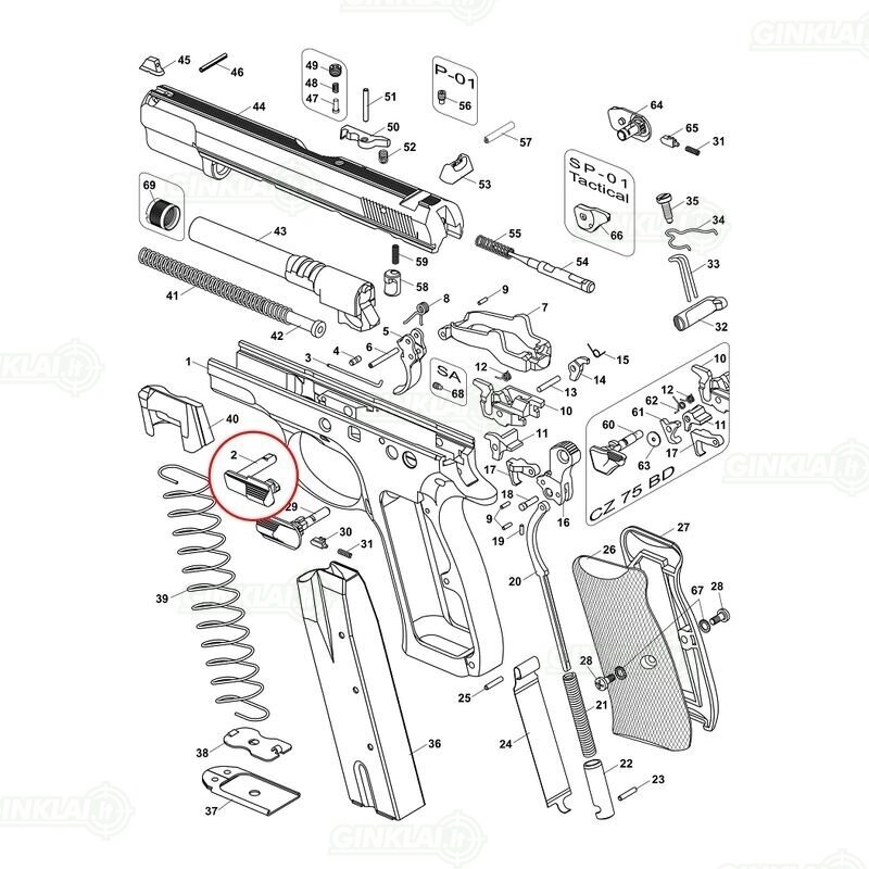 Spynos stabdiklis CZ 75 Slide Stop 1
