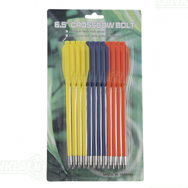 Strėlytės arbaletui plastikinės MK-AL6.5 įvairiaspalvės Plastic bolts 12 vnt. 6,5 inch Strėlytės arbaletui plastikinės MK-AL6.5 įvairiaspalvės Plastic bolts 12 vnt. 6,5 inch