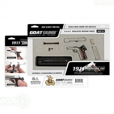 Suvenyrinis ginklo modelis GoatGuns Miniature 1911 Silver 1